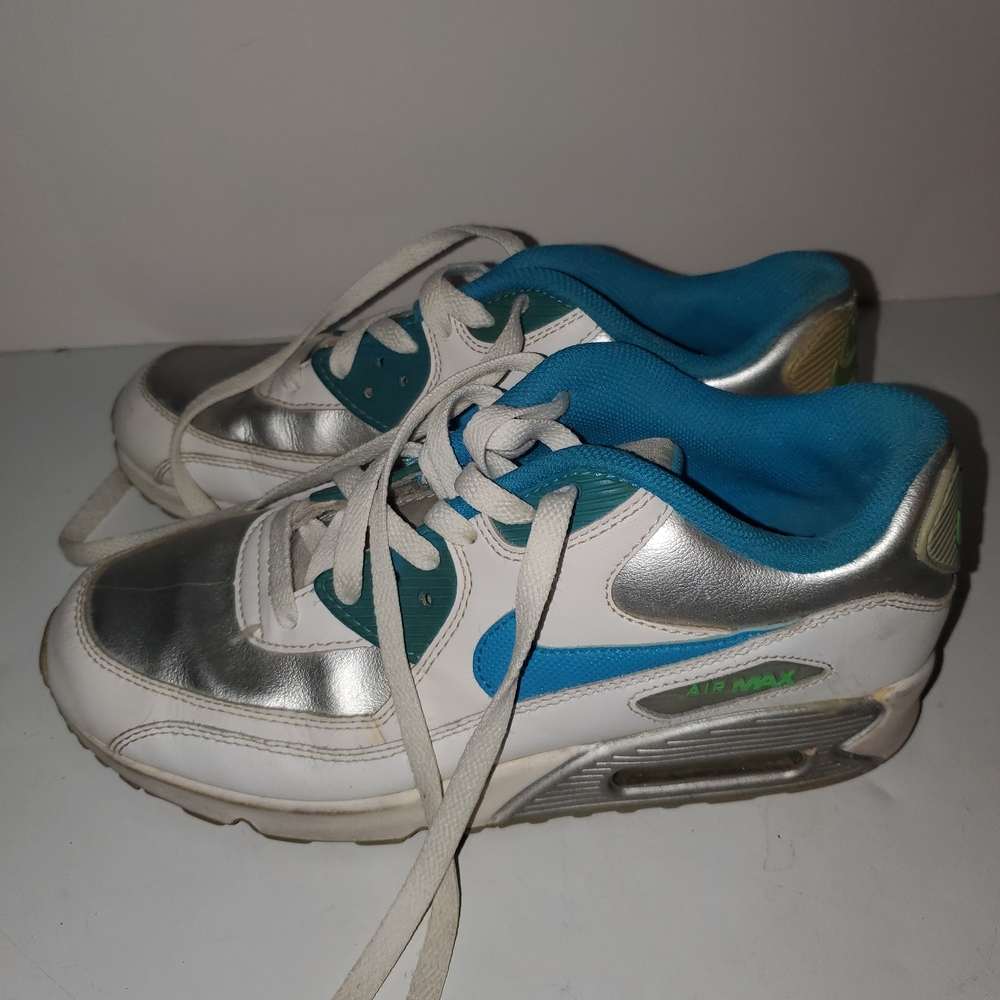 Nike Kids Silver and Blue Sneakers